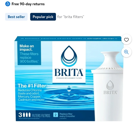 Brita Standard Water Filter, Replacement Filters, BPA Free, 3 Count - Picture 1 of 6
